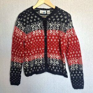 💙 Paul Harris Mohair Blend Warm Cardigan Sweater Size S/M Nordical Holidays Fal